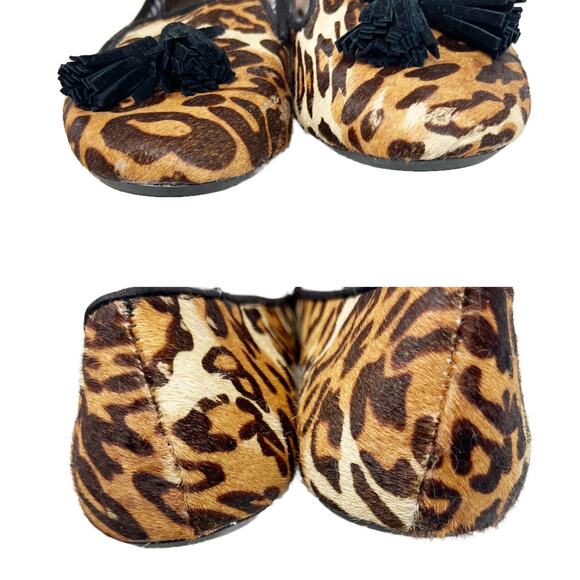 Charles Philip Shanghai Leopard Calf Hair Tassel Smoking Loafer Slip-On Flats 7 - Picture 6 of 12